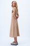 Women's Beige Boat Neck Hidden Zipper Suede Leather Dress with Clamp and Stitching Detail Alc-X14405 - 6