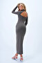 Smoke Gray High Neck Backless Maxi Length Sandy Dress Alc-X14385 - 6