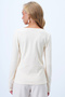 Beige Wide Cuff Blouse with Stitching Detail and Front Buttons Alc-X14400 - 5
