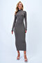 Smoke Gray High Neck Backless Maxi Length Sandy Dress Alc-X14385 - 5