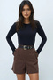 Women's Black Crew Neck Jumpsuit with Snap Bottom Blouse Alc-X14388 - 3