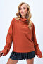 Women's Cinnamon Wide Stand Collar Self Textured Low Sleeve Oversize Blouse Alc-X14369 - 3