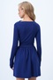 Women's Navy Blue Low Collar Drape Detailed Sandy Flared Dress Alc-X14371 - 7