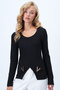 Women's Black U-Neck Pocket Cover Accessory Detailed Ottoban Blouse Alc-X14347 - 2