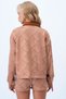 Women's Cinnamon Brown Suede Collar Double Pocket Cuff Sleeve Hidden Placket Zipper Jacket Alc-X14430 - 6