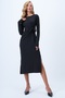 Women's Black Crew Neck Tie Detail Double Slit Sandy Dress Alc-X14370 - 5