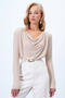 Women's Beige Degaje Collar Basic Blouse with Draped Shoulders Alc-X14374 - 5