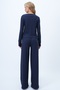 Women's Navy Blue Crew Neck Blouse and Palazzo Pants Double Knitted Suit Alc-X12480 - 6