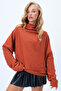 Women's Cinnamon Wide Stand Collar Self Textured Low Sleeve Oversize Blouse Alc-X14369