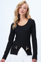 Women's Black U-Neck Pocket Cover Accessory Detailed Ottoban Blouse Alc-X14347 - 5