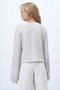 Women's Beige V-Neck Front Ruffle Blouse Alc-X14361 - 5