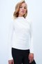 Women's White Sandy Blouse with Draped Detail on Waist and Shoulder Alc-X14376 - 3
