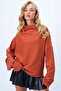 Women's Cinnamon Wide Stand Collar Self Textured Low Sleeve Oversize Blouse Alc-X14369 - 5