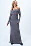 Anthracite Madonnayaka Soft Textured Long Dress Alc-X14380 - 3