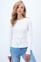 Women's White Crew Neck Bow Detailed Ottoban Short Blouse Alc-X14341 - 3