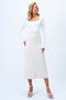 Women's Ecru Hidden Zipper Stitching Detailed Faux Suede Maxi Skirt Alc-X14407 - 3