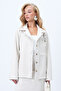 Ecru Single Pocket Faux Suede Jacket with Stitching Detail Alc-X14404 - 3