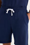 Relax Fit Comfortable Cut 100% Cotton Lightweight Thick Special Design Men's Navy Blue Shorts T-Shirt Set - 3
