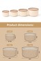Set of 4 Round Storage Containers Striped Beige | 2.5 L 1.5 L 0.80 L 0.45 L | Microwave and Freezer Compatible - 7