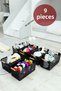 6 Pieces Wooden Handle Appearance Black Color Plastic Kitchen |   Bathroom |   Item Organizer Basket Organizer Set