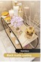 Multipurpose Bathroom Organizer Oval Shelf Wooden Desktop Bathroom Kitchen Shelf Jewelry and Makeup Organizer - 5