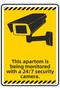 25X35Cm/Phosphorescent Composite/This Apartment Is Monitored 24/7 with Security Cameras/V2