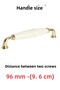 9,6Cm-White-Gold-Porcelain Handle Handle Cabinet Drawer Furniture Kitchen-Handle -Pearl 96Mm-Metal-Stk2969 - 2