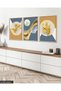 Gold Patterns Leaf Feather 3 Piece Wooden Framed Painting Act - 5
