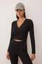 Siyah Dalgıç/Scuba Kumaş Crop Örme Spor Üst/Bluz THMAW26BZ00005 - 2