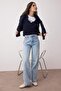 Açık Mavi Yüksel Bel Geniş Paça Wide Leg %100 Pamuk Non-Stretch Jeans TWOAW26JE00074 - 2