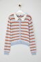 Teen Kahverengi Crop Premium/Özel İplikli Renk Bloklu Fitted/Vücudu Saran Triko Hırka TWOAW26HI00020 - 5