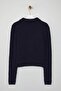 Wardrobe Essentials Lacivert Yumuşak Dokulu Crop Fermuarlı Triko Hırka | TWOAW26HI00177 - 6