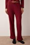 Bordo Pamuk Karışımlı Dantelli ve Kurdele/Fiyonk Detaylı Fitilli Örme Pijama Takımı THMAW25PT00044 - 3