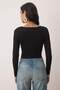 Siyah Dantel Şeritli V Yaka Örme Body TPRAW26BD00018 - 4
