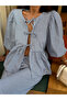 Blouse Bow Tie Balloon Sleeve Black Plaid Poplin Women's Blouse