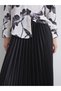 Lcwaikiki Classic Black Elastic Waist Satin Women's Pleated Skirt - 5