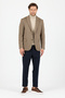 Yumas Men's Coffee Stretching Lycra Cotton Blended Knitted Fabric Sports Blazer Jacket - 6