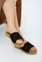 Black Open Front Straw Knitted Outdoor and Home Slippers (PATTERN RENEWED.) - 3