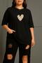 Large Size Heart Paw Printed Unisex T-Shirt