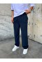 Men's Cotton Fabric Navy Blue Baggy Trousers - 2