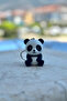 Knitted Patterned Panda Keychain – Hard Plastic, Bag Ornament & Charm, Animal Figure Accessory - 4