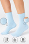Bamboo Women's Elasticless Ice Blue Socket Seamless Premium Socks 3 Pack Non-Squeezing Socks/Does Not Leave Marks - 2