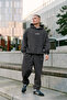Hooded Unisex Oversize Tracksuit Set Medium Thechamp Printed Smoked – Cotton Jogger & Sweatshirt - 2