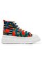 Women's Vegan Multicolor Thick Sole High Sneakers - Blossom Hug Design - 7