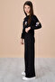 Black Flower Embroidered Wide Leg Girl's Tracksuit Set 20191 - 2