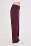 Women's Wide-Leg Cotton Sweatpants Plum 5609-M - 5