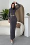 Women's Stretchy Sandy Fabric Hooded Design Long Sleeve Midi Smoked Dress 293 - 7