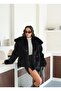 Women's Premium Fur Coat with Shoulder Detail - 6