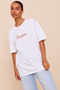 White Oversize Women's T-Shirt – Positano Summer Printed Cotton Fabric | Summer Casual Wear