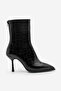 Women's Heeled Boots Pointed Toe Goblet Heel Back Zipper Casual Classic Boots Monos Black Croco - 3